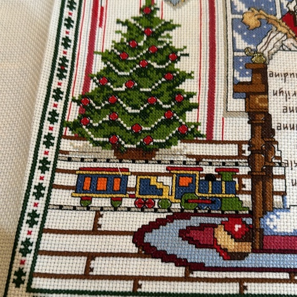 Large completed Counted Cross Stitch Art ‎ Christmas Checking His List S… - Picture 4 of 8